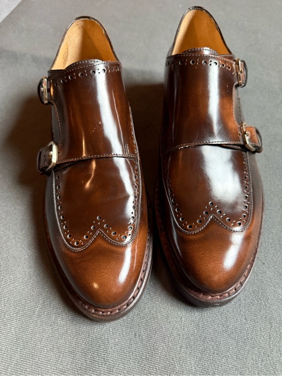 The Office Of Angela Scott Shoes - Angela Scott Women's Double Monk Wingtip Loafers in Brown Leather